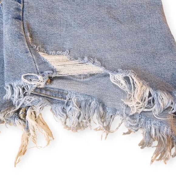 Zara High Rise Frayed Cut Off Jean Shorts Size 6 - Picture 4 of 7
